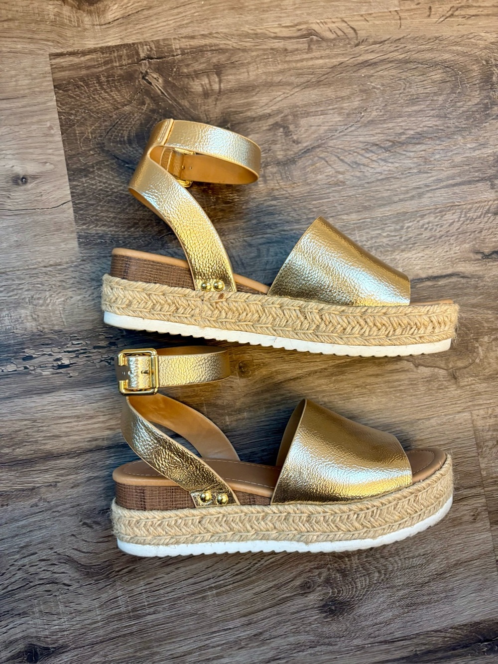 Gold platform sandals